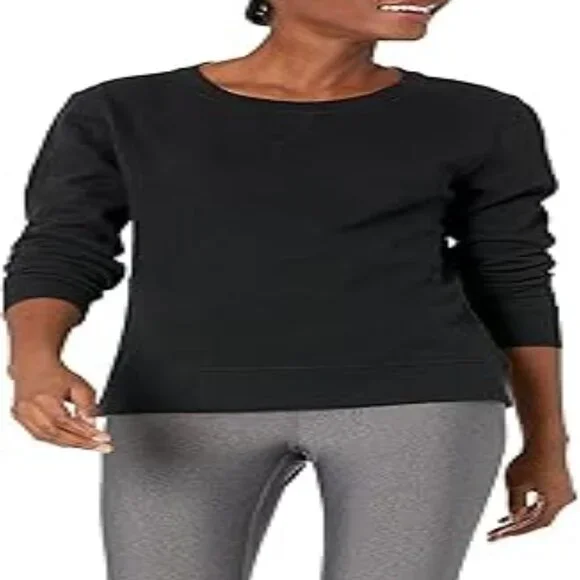 Amazon Essentials Women's Black French Terry Fleece Crewneck Sweatshirt Medium - Picture 6 of 10